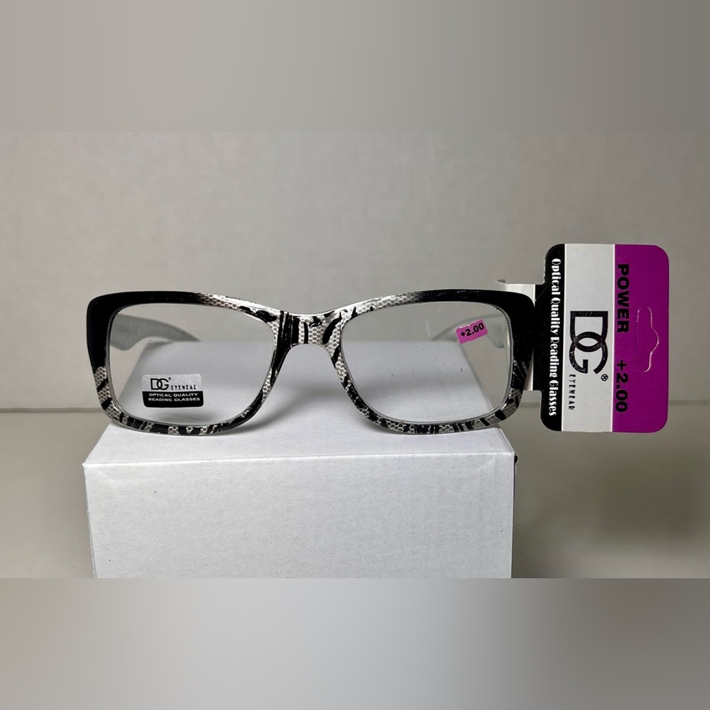 DG Eyewear Black and Grey Reading Glasses +2.0